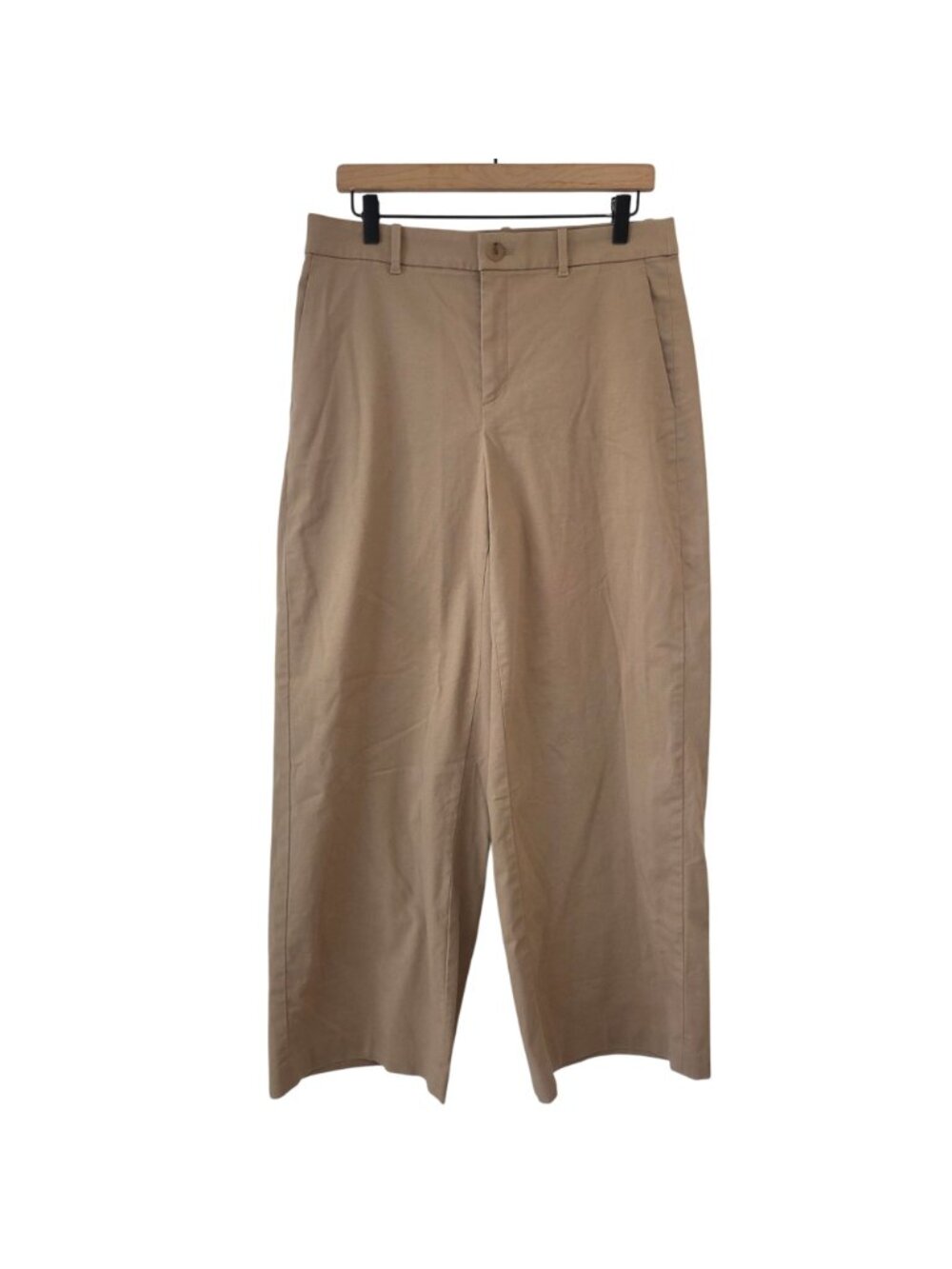 Uniqlo Khaki Wide Leg Chino Pants Trousers Modern Contemporary Women's L - Picture 2 of 7